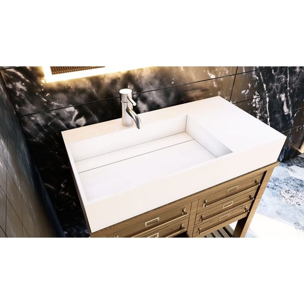 Juniper 36" Solid Surface Bathroom Vanity Top Left Basin Bed Bath